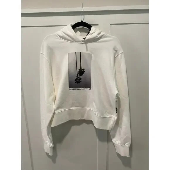 Palm Angels NWT Mirage Fitted Hoody in Off White Light Grey - Picture 7 of 16